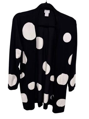 Chico's Black and White polka dot Cardigan